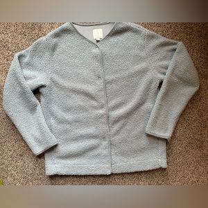 Joie Sherpa soft and cozy Cardigan or Top Front Snaps XS blue gray side seam